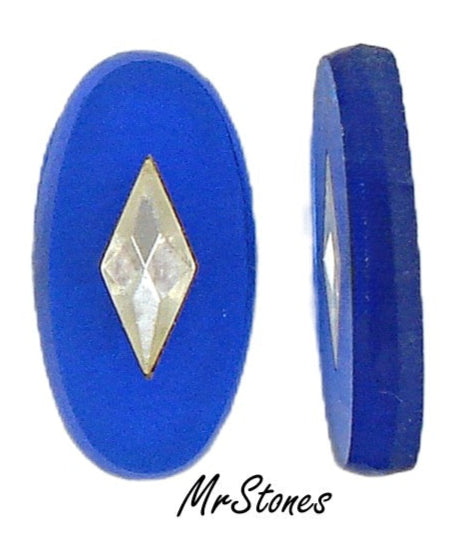 20x10mm (1685) Cobalt Blue Unfoiled Flat Top with 8x4mm Crystal Diamond Shape Ctr