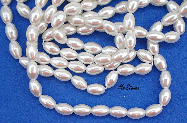 7x5mm White Oval Fully Drilled Imitation Pearl 5pcs/$1.00
