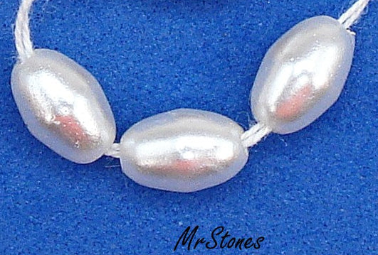 7x5mm White Oval Fully Drilled Imitation Pearl 5pcs/$1.00