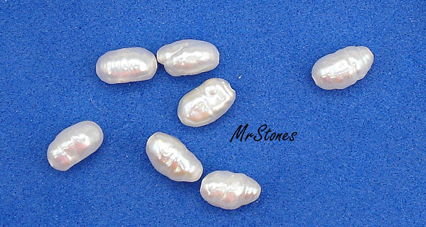 6.5x4mm Off White Fully Drilled Oval Baroque Imitation Pearl