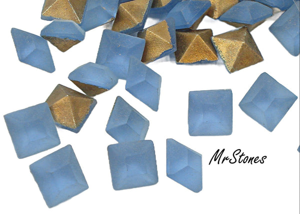 6mm (4400/2) Light Sapphire Frosted Matte Square Shape   (5.7mm)