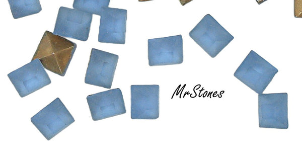 6mm (4400/2) Light Sapphire Frosted Matte Square Shape   (5.7mm)
