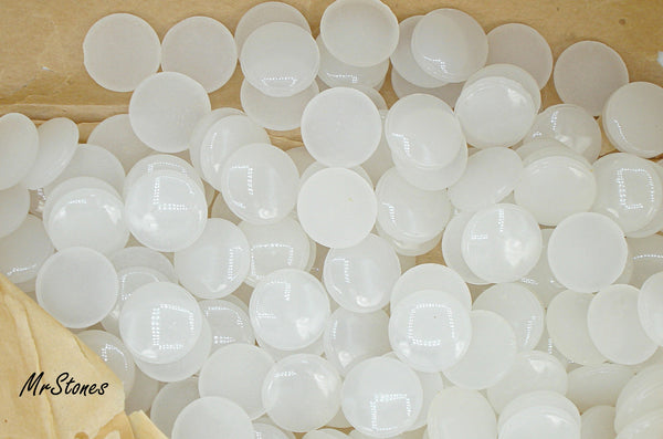 17mm (2135) Glass Alabaster Color Round 3.5mm Thick Cabochon 3pcs/$1.00