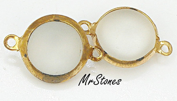 11mm (LINK) (48ss) Bezel Set Gold Tone Setting Crystal Frosted Round Connector 2/$1.00