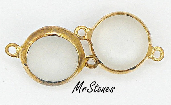 11mm (LINK) (48ss) Bezel Set Gold Tone Setting Crystal Frosted Round Connector 2/$1.00
