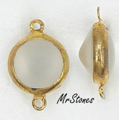 11mm (LINK) (48ss) Bezel Set Gold Tone Setting Crystal Frosted Round Connector 2/$1.00