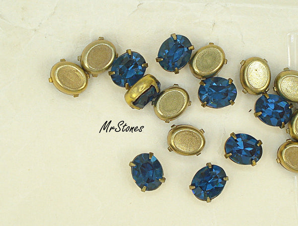 10x8mm (F4100) Montana Sapphire Oval in 4 prong Brass Setting