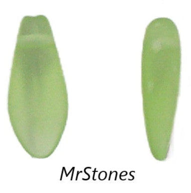 12x5mm (BEAD) Glass Peridot Frosted Blimp Shape Dangle Top Hole