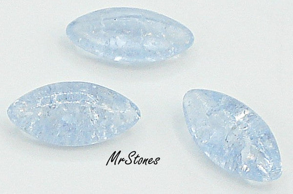 10x5mm (3146) Light Sapphire Blue Crackle Marquise Navette Buff Top Doublet