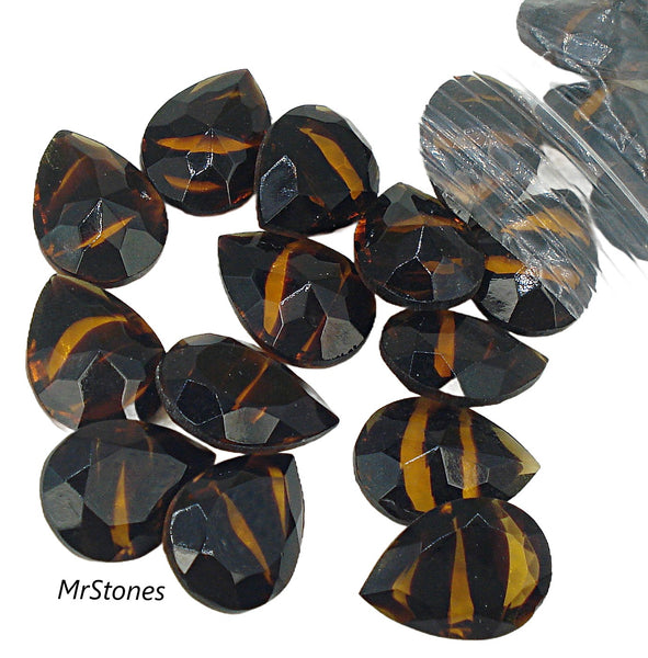 18x13mm (4320/2) TTC Tortoise Unfoiled Pendeloque Pear