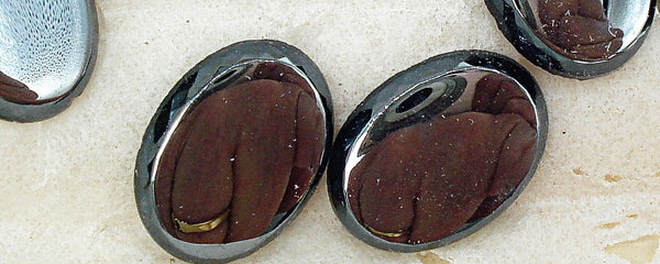 16x12mm (1680) Hematite Low Dome Rose Cut Glass Oval