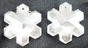 19mm Snowflake Flower Crystal Clear Glass Pendant Bead Dangle 6.5mm Thick