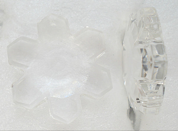 19mm Snowflake Flower Crystal Clear Glass Pendant Bead Dangle 6.5mm Thick