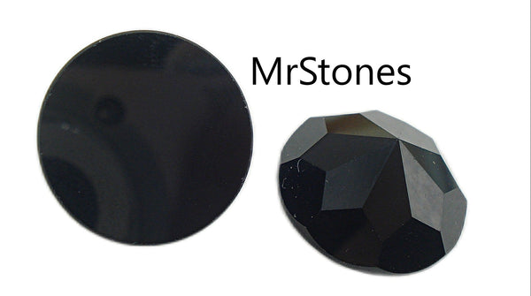 18mm (2020) Jet Black Rauten Rose Cut Round Fully Faceted Round Flat Back Unfoiled