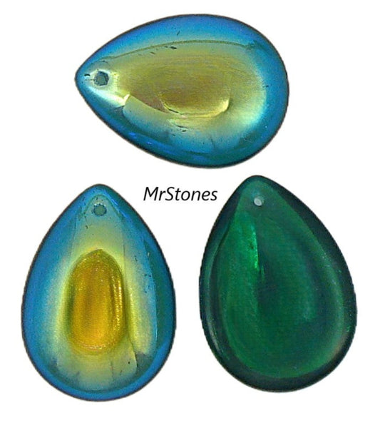 25x18mm (3332) Emerald AB Pendeloque Pear Cabochon Bead Pendant Hole