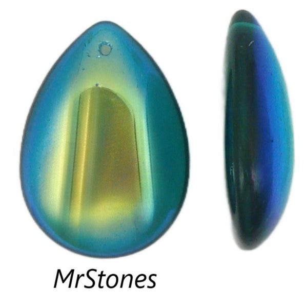25x18mm (3332) Emerald AB Pendeloque Pear Cabochon Bead Pendant Hole