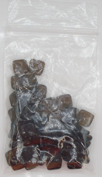 8.2 8.5mm Smoked Topaz Square Wavy Glass Bead