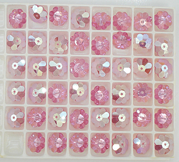 10mm (3700) Rose Pink Margarita Flower Bead 9.3mm Center Hole