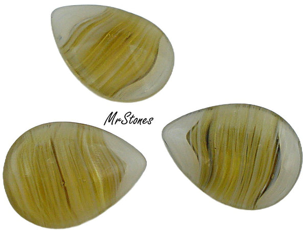 18x13mm (3101) Topaz Crystal Striped Agate Pendeloque Buff Top Doublet