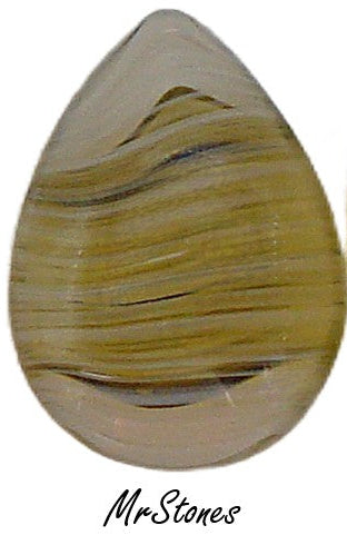 18x13mm (3101) Topaz Crystal Striped Agate Pendeloque Buff Top Doublet