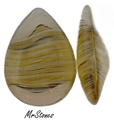 18x13mm (3101) Topaz Crystal Striped Agate Pendeloque Buff Top Doublet