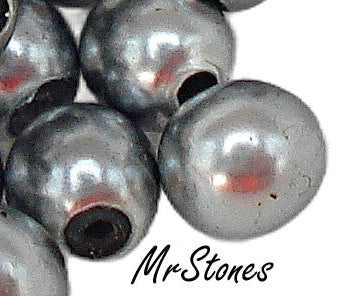 4mm Light Gray One Hole Half Drilled Round Imitation Glass Pearl
