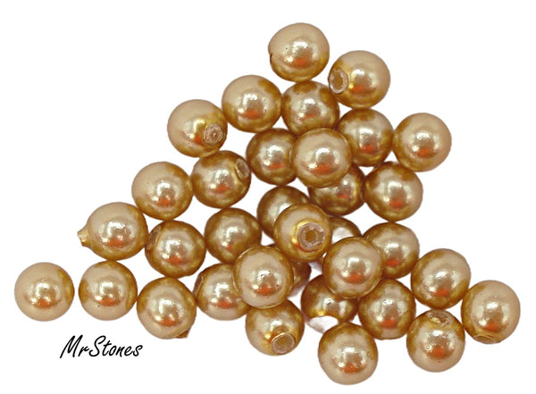 4mm Gold Color Half Drilled One Hole Glass Pearl