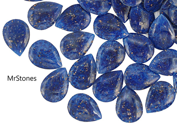 18x13mm (3101) Lapis Matrix Glitter Pendeloque Pear Buff Top Doublet