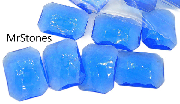25x18mm (4645/2) TTC Sapphire Blue Un-foiled Fully Faceted Cushion Octagon