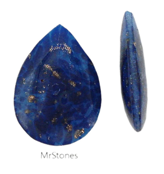 18x13mm (3101) Lapis Matrix Glitter Pendeloque Pear Buff Top Doublet