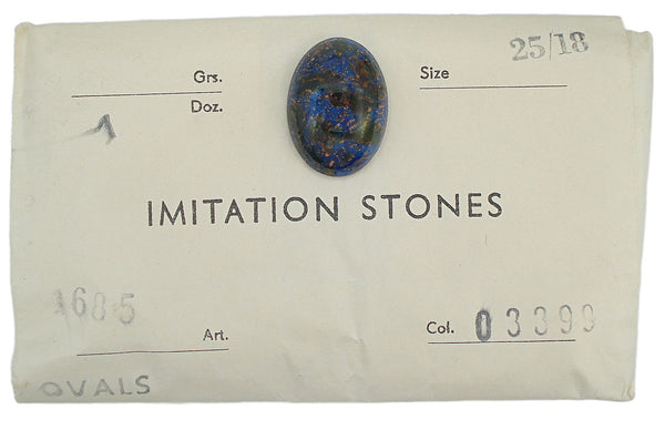 25x18mm (1685) Lapis Blue Copper Glitter Oval Cabochon Czech