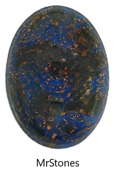 25x18mm (1685) Lapis Blue Copper Glitter Oval Cabochon Czech