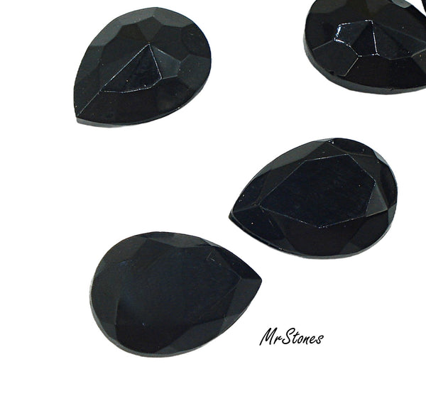 15x11mm (4320/2) TTC Jet Black Unfoiled Pear Pendeloque Teardrop