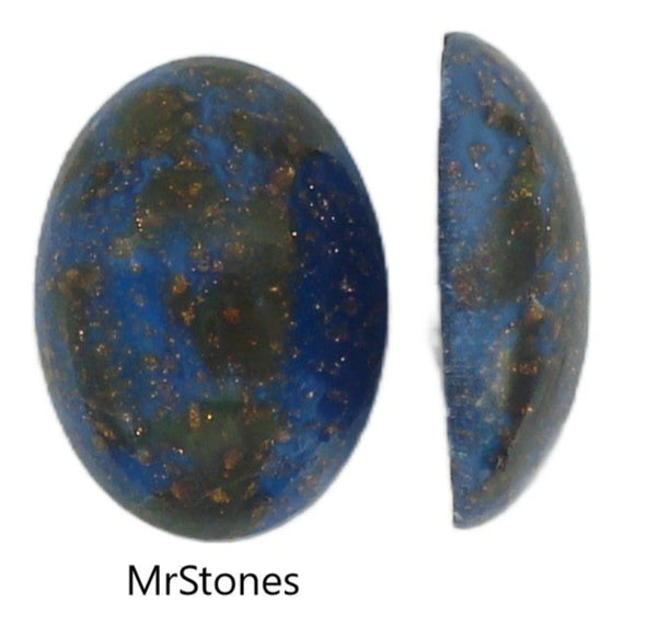 25x18mm (1685) Lapis Blue Copper Glitter Oval Cabochon Czech