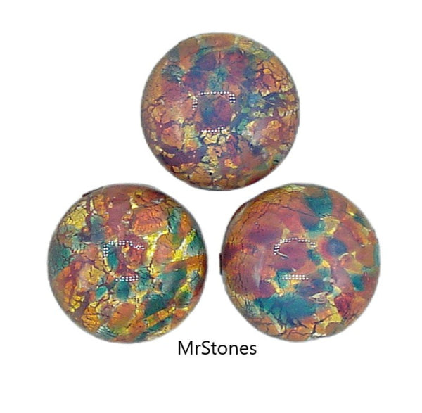 15mm (1684) Czech Fire Opal Round Cabochon
