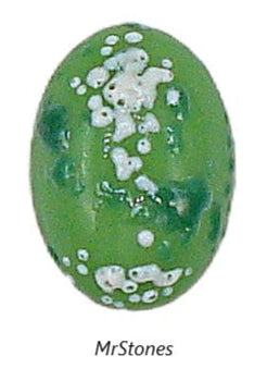 14x10mm (1685) Kelly Green Speckled White Textured Frit Oval Cabochon
