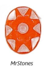 8x6mm (2195) Orange Oval Cabochon White Rays Petals Flower $1.00/5pcs or $5.95/100pcs