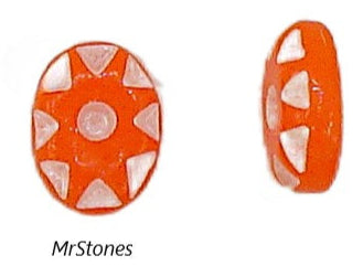 8x6mm (2195) Orange Oval Cabochon White Rays Petals Flower $1.00/5pcs or $5.95/100pcs