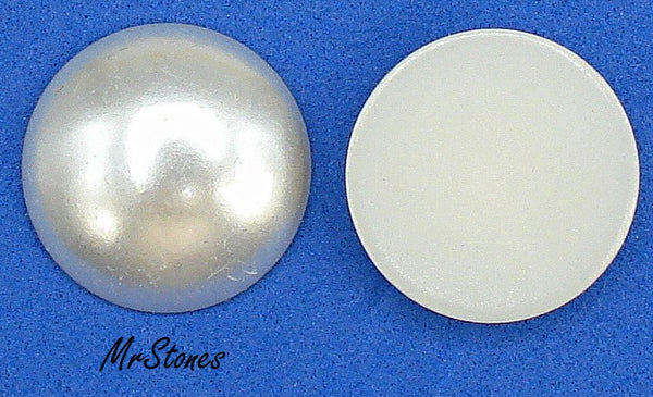 20mm Light Creme Lower Dome Round Imitation Pearl Cabochon Acrylic