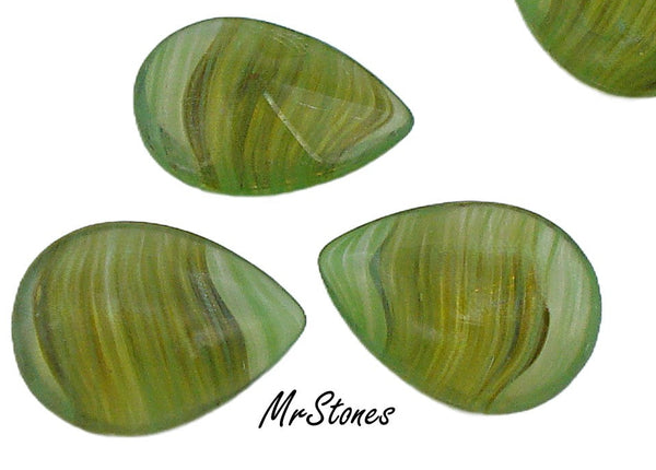 18x13mm (3101) Olivine Topaz Striped Agate Pendeloque Buff Top Doublet