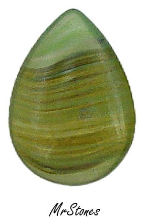 18x13mm (3101) Olivine Topaz Striped Agate Pendeloque Buff Top Doublet