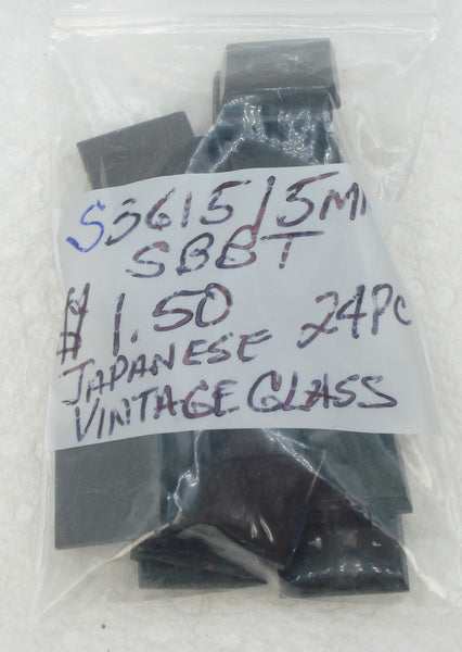 15mm (3615) Jet Black Buff Top Flat Back Square Shape Japan