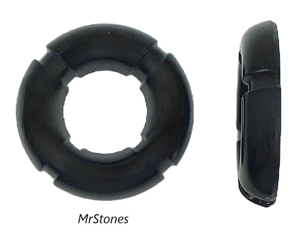 30mm (2468) Jet Black Round Cabochon Life Preserver Ring Shape West Germany