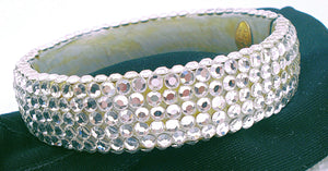 RICHARD KERR Hinged Glam Bracelet Crystal Flat Backs Blinging 7" x 5/8"