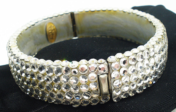 RICHARD KERR Hinged Glam Bracelet Crystal Flat Backs Blinging 7" x 5/8"