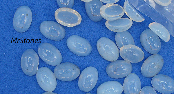 12x8mm (2195) White Opal Unfoiled Oval Glass Cabochon