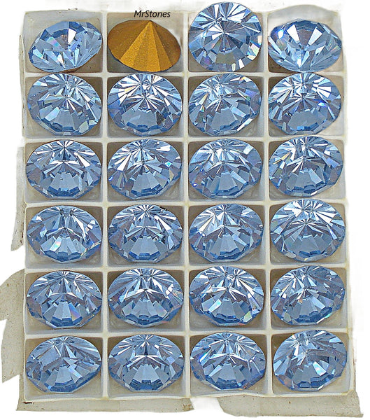 14.2mm (1102) (60ss) Light Sapphire Blue Large Table Round Chaton