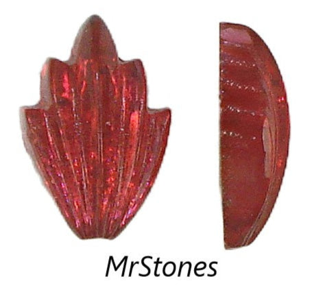 14x9mm (LEAF) Raspberry Color Flat Back Leaf Gold Foiled West Germany