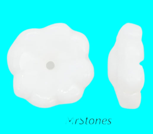 11mm (BEAD) Chalk White Opaque Glass Flower Center Hole
