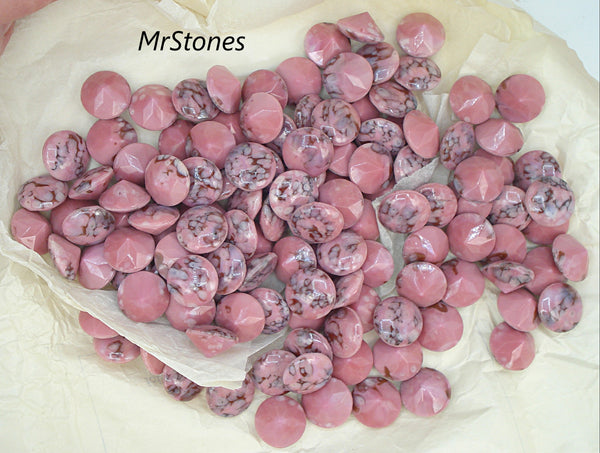 14mm (3189) (60ss) Opaque Pink Matrix Round Buff Top Doublet West Germany